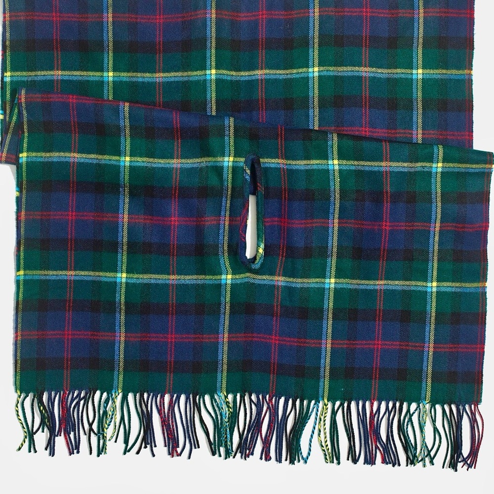 J. Crew Navy Tartan Oversized Cape Scarf